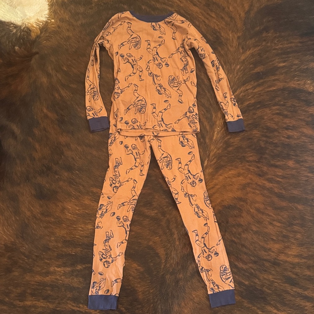 Carter’s Football Boys Pajama Set - Brown and Navy Boys Winter Pajamas
